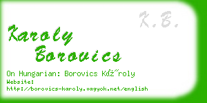 karoly borovics business card